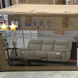 Sanders Leather Power Reclining Sofa with Power Headrests