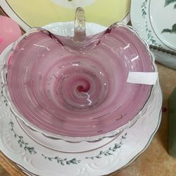 Vintage Pink Mid Century Modern Art Glass 