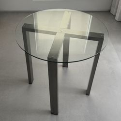 Round Side Table - Glass Top & Metal Frame