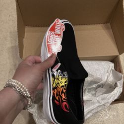 Vans Classic Ferocious Flame Racing Slip On Size 3