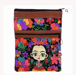 Embroidered Frida Passport Bag