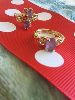 💛💜💛 💍 Classy Amethyst gemstone Rings * Size #5 / Gold over silver - Vermeil Gold fine Fashion rings 💍 💛💜💛