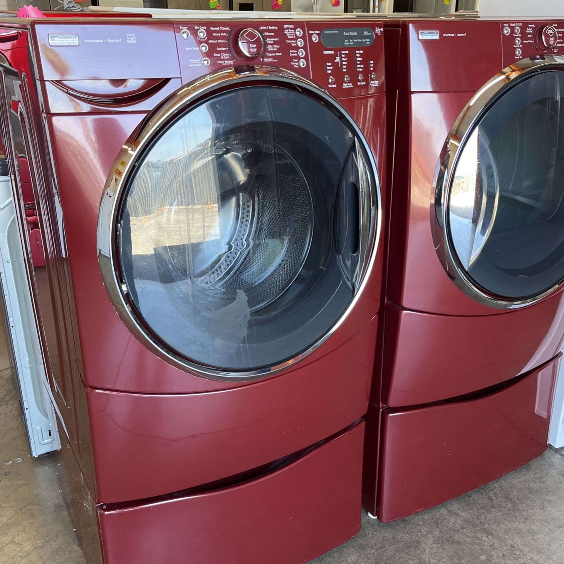 KENMORE ELITE FRONT LOAD WASHER & DRYER SET W PEDESTALS for Sale in
