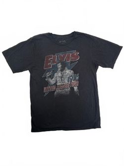 Elvis Presley 1975 Tour Tee 2XL Faded Black Retro Rock Graphic