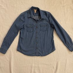Women's Banana Republic Soft Wash Denim Long Sleeve Button-up Shirt, Size Medium