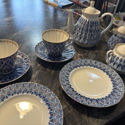 Authentic Russian tea set 22 karat gold hand painted