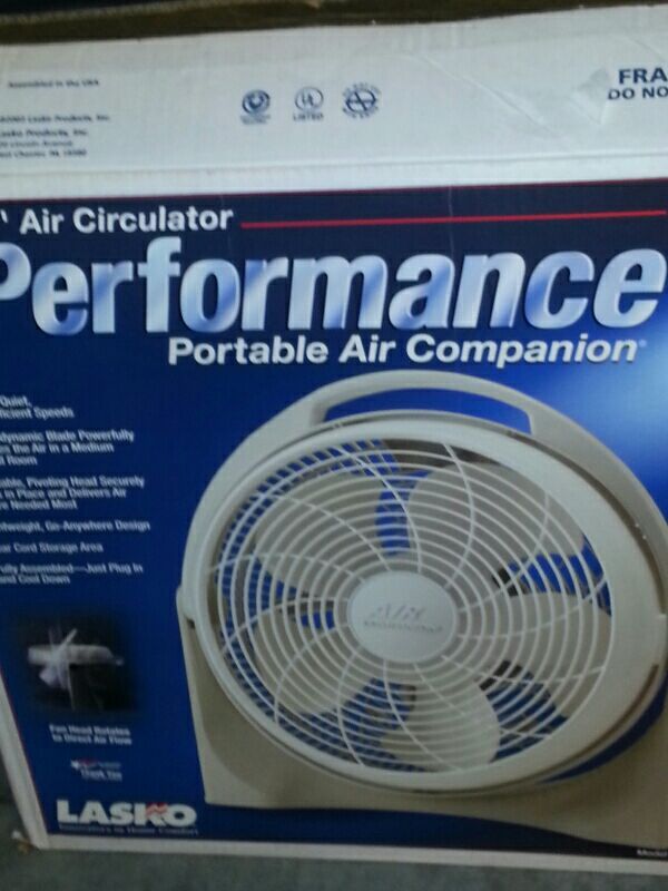 15 inch air fan Lasko circulator portable air companion fan in box for  Sale in Edmonds, WA - OfferUp