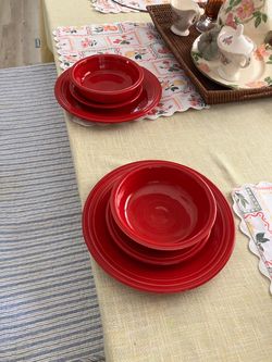 Red Fiesta Dinnerware Set – Plates and Bowls