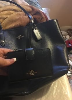 Coach navy blue purse and wallet