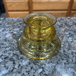 Vintage Amber Yellow Depression Candle Holder Set, Madrid Pattern by Federal Glass. Approximately 2 1/4 inches tall.  Preowned Excellent condition.  H