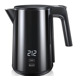 Electric Kettle, Double Wall Stainless Steel Cool Touch Water Boiler Heater, 7 Temperature Control Teapot, 4H Keep Warm, 1.0L 1200W Fast Heat with Aut