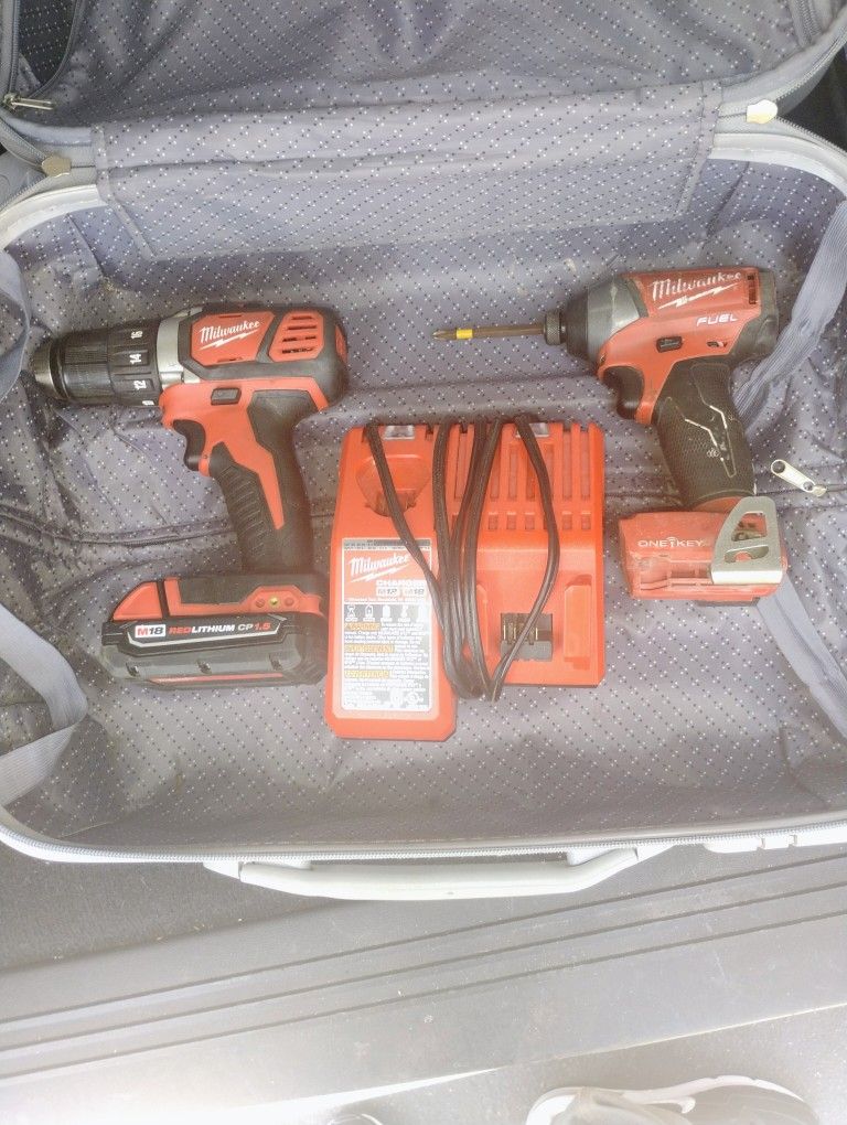 Milwaukee M18 Impact & Driver Drills With 1 Battery & Charger
