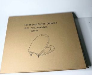 New White Round Soft Close Toilet Seat Cover with Quick Release & Hardware
