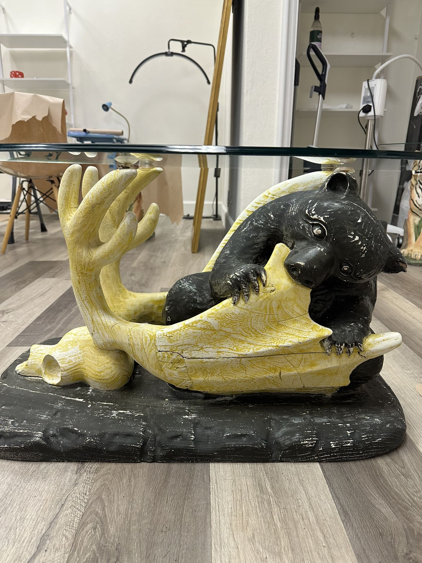 Bear Glass Top Table