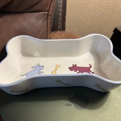 Vintage Stoneware Dog Bone Shaped Feeder