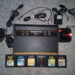 Atari 2600 Console Set With 6 Games Tested and Working See Pics 