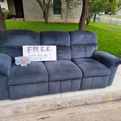 FREE Couch.  7208 Ellington Cir, Austin, Tx 78724. Both Sides Recline And The Middle Has A Fold Dpwn Area And Cup Holders.  