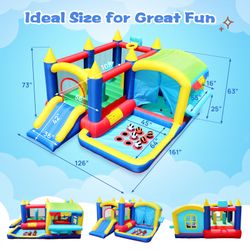7 in 1 Inflatable Bounce House, Bouncy House with Ball Pit for Kids Indoor Outdoor Party Family Fun, Obstacles, Toddler Jump Bouncy Castle with Ball P