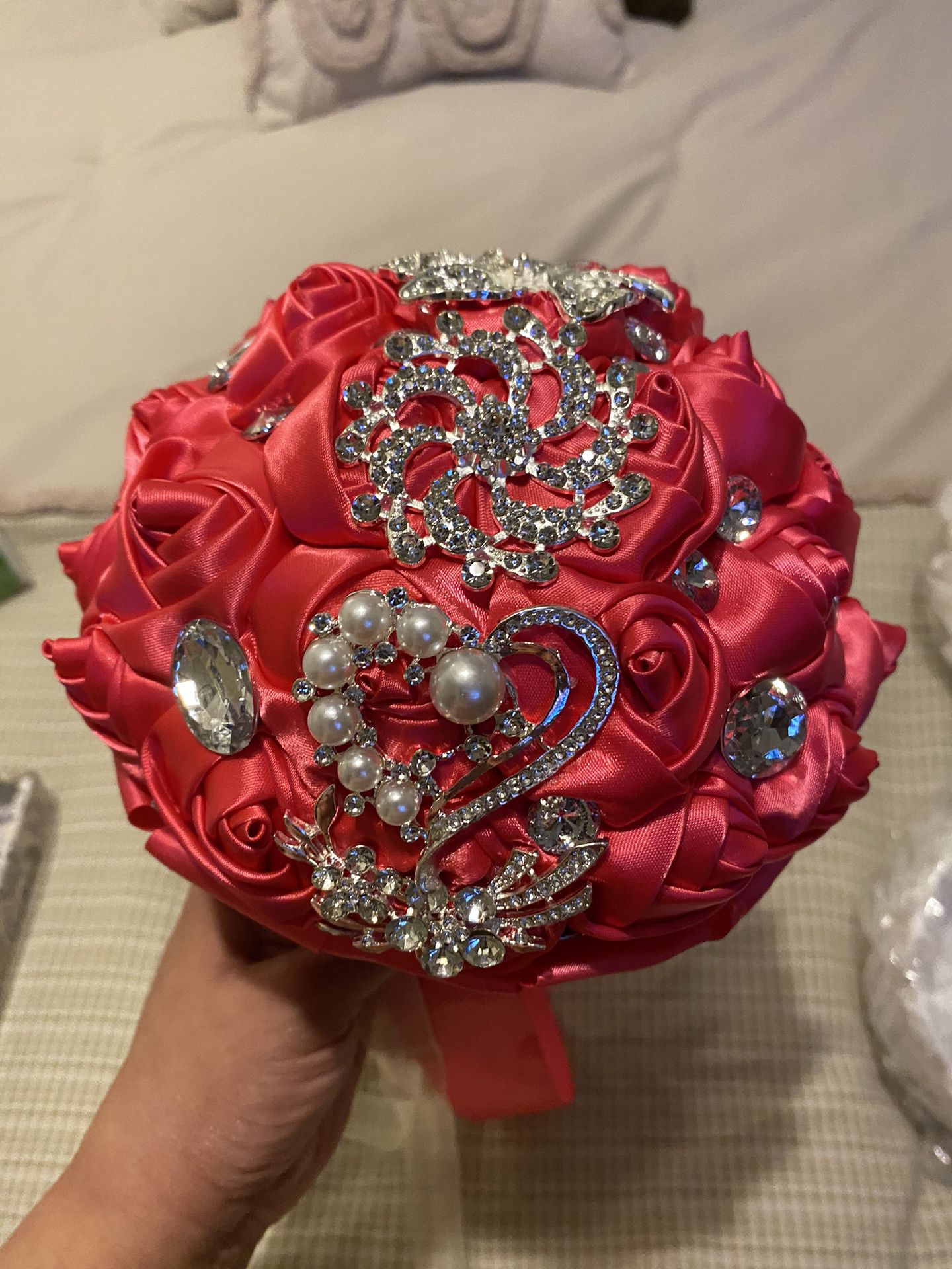 Hot Pink Roses with Bling Accent Jewels Bouquet 