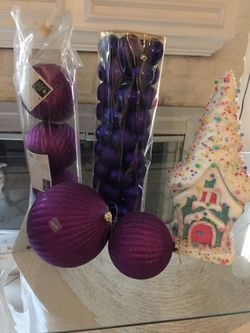 Purple Christmas decorations lot
