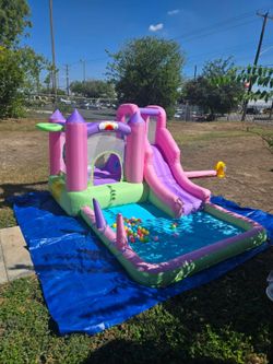Inflatable Bounce House with Slide and Pool