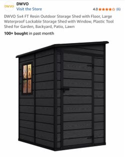 5x4 FT Resin Outdoor Storage Shed with Floor