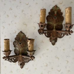 Candelabra Set Antique Double arm Flush 