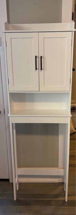 White Over-the-Toilet Bathroom Storage Cabinet – $45