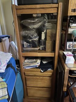 2 Wood Shelving With Glass Door