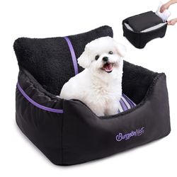 Small Dog/Cat Car Seat, Detachable Washable Booster Under 25 lbs, Black Purple