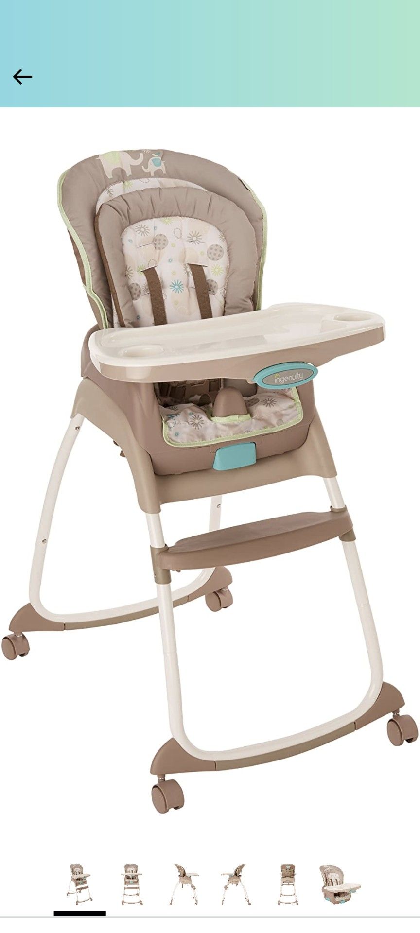 Ingenuity Trio 3-in-1 High Chair - Sahara Burst - High Chair, Toddler Chair, and Booster
