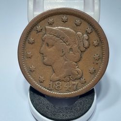 1847 - Braided Hair Large Copper Cent