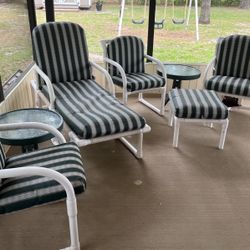 PATIO FURNITURE-WHITE PVC PIPE  W/cushions