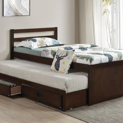 Interest Free ! Twin Trundle Storage Bed - Optional Mattresses - Finance 0 Down