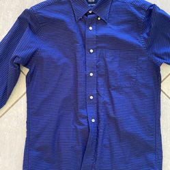 Izod Black And Blue Plaid Men’s Button Down Long Sleeve Shirt - Slim Fit 