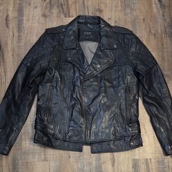 Guess Black Leather Biker Jacket