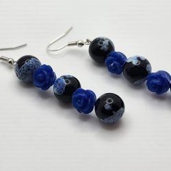 Blue Rose Earrings