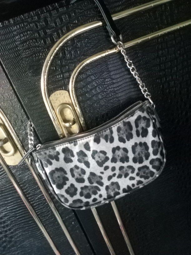 Silver And Black Leopard Handbag 