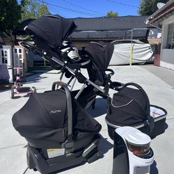 Premium Baby Bundle – Double Stroller + Nuna Car Seat + Bassinet + Baby Brezza