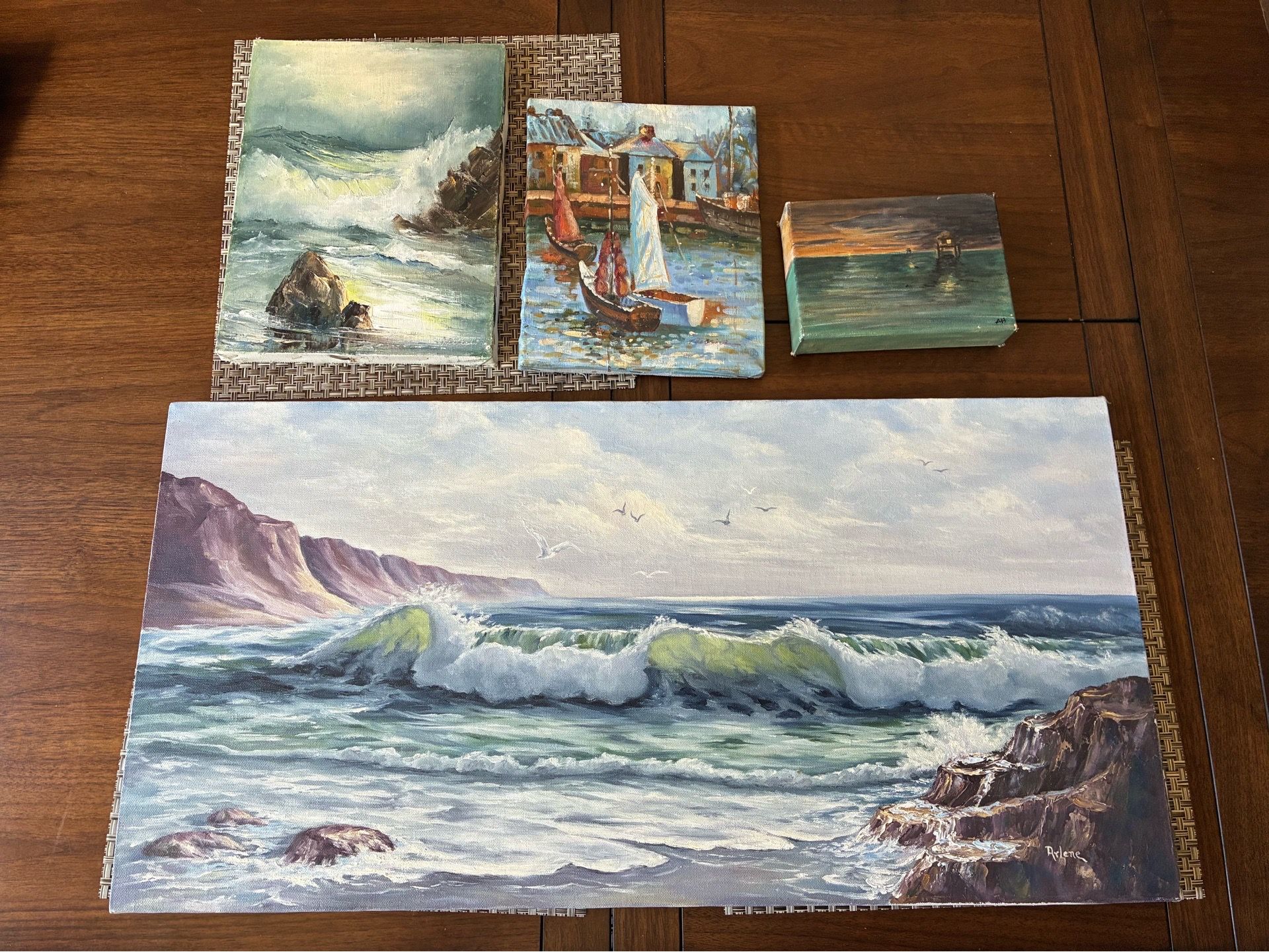 Various oil on canvas beach art