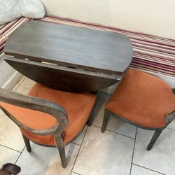 Vintage Table & 2 Rust Chairs 