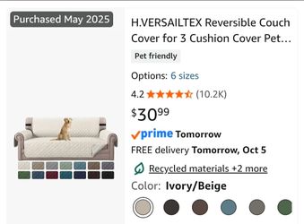 Brand New  H.VERSAILTEX Reversible Couch Cover – Ivory/Beige