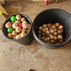 Practice Softballs And Baseballs 