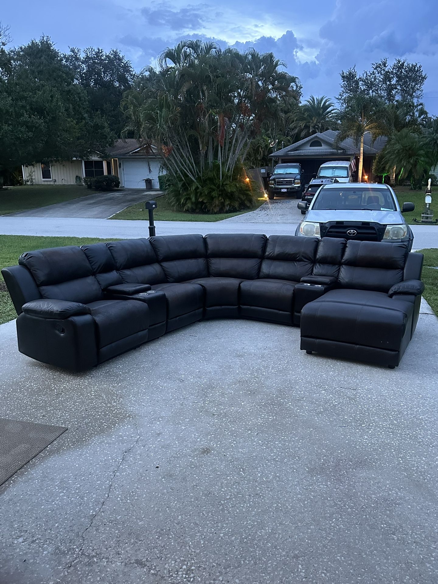 Real Leather Sectional Couch- Free Delivery