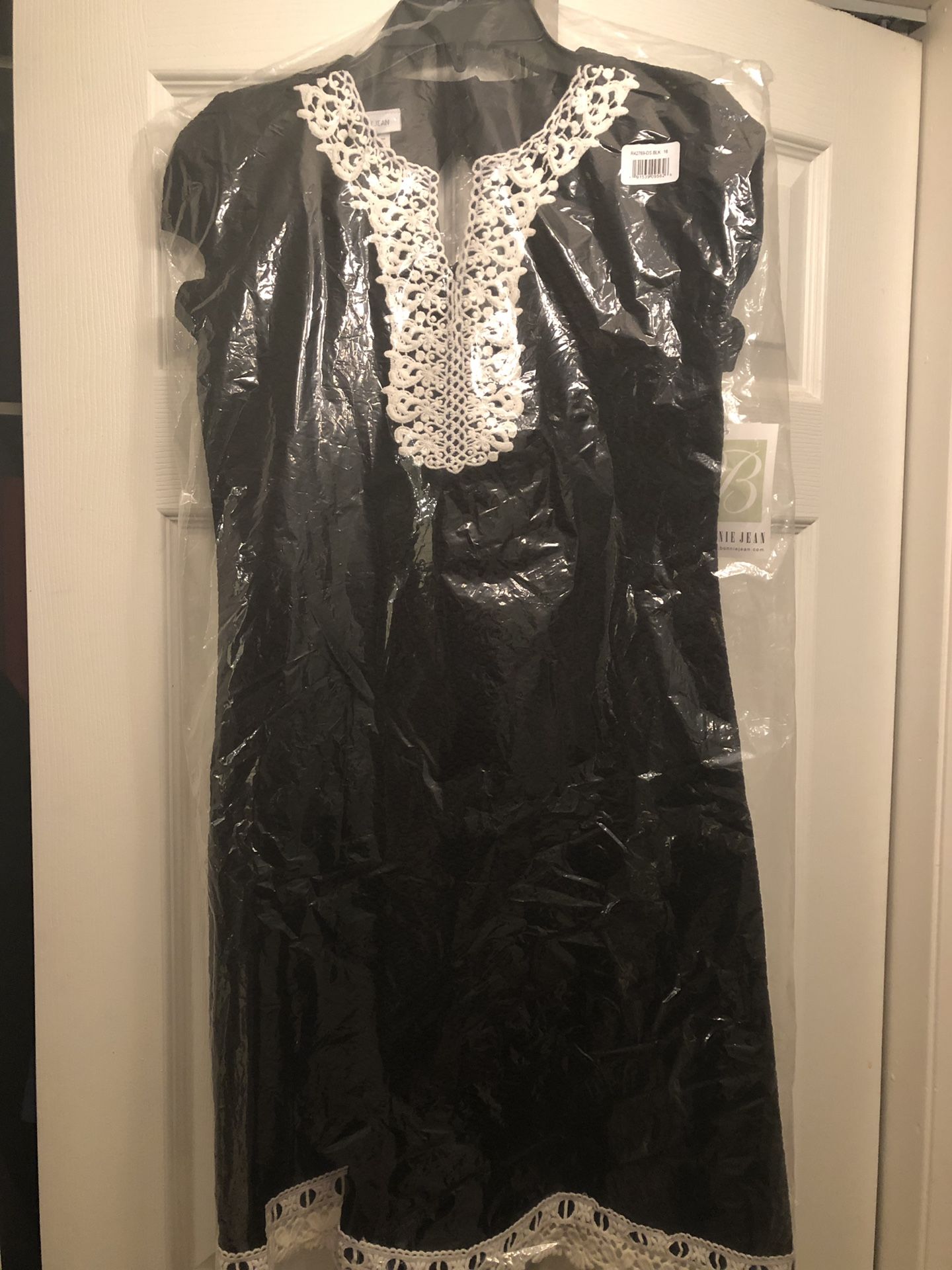 Girls Black with white dress size 16