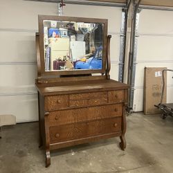 Chest Of Drawers antique with Harp and mirror
