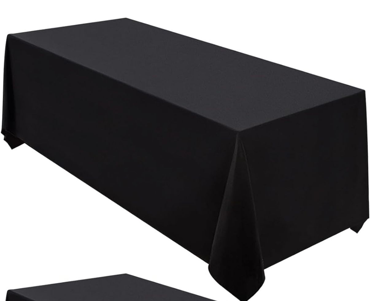 Black Table Cloth 90 X 132 Inch Rectangle Polyester Table Cloth