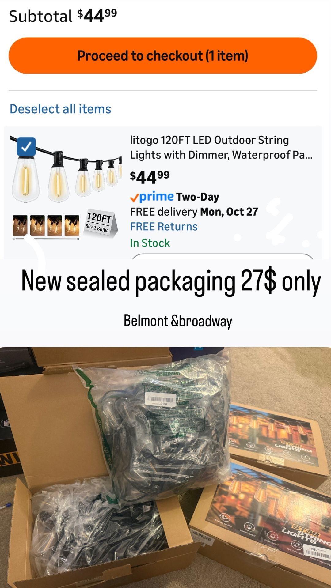 120FT LED Outdoor String Lights with Dimmer, Waterproof Patio Lights with ST38 Vintage Edison Bulbs, Warm White Outside Hanging Light with Timer for Y