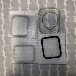 Apple Watch 44mm 3 Screen Protectors+Clear Case 
