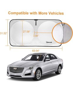 Windshield Sun Shade, Foldable and Portable Car Front Window Sun Shade Blocks UV Light and Sun Rays - Protect and Cool Your Vehicle Interior (Medium